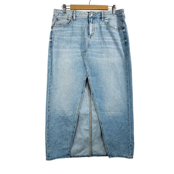 American‎ Eagle low rise Maxi denim skirt Y2k slit boho blue sz 10 - Picture 2 of 9